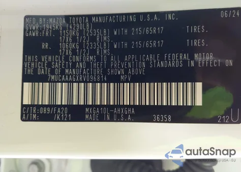 2024 Toyota Corolla Cross Le z USA, uszkodzony, nr VIN 7MUCAAAGXRV096814